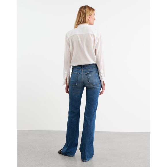 Nili Lotan Nathael Shirt Tunic Top Buttondown Ruffle Cotton Ivory M NEW 283751 - Picture 6 of 10